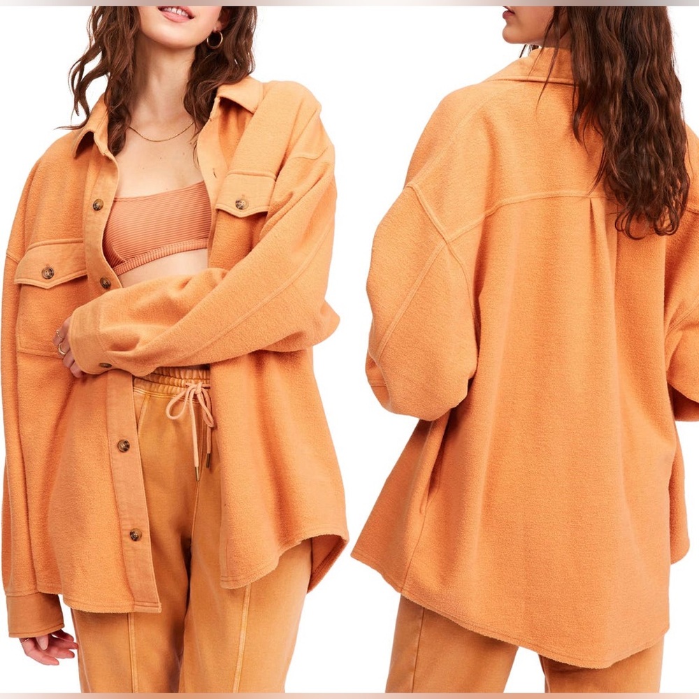 Billabong Anytime Shirt Jacket Shacket Women’s Orange Medium Oversized Fit